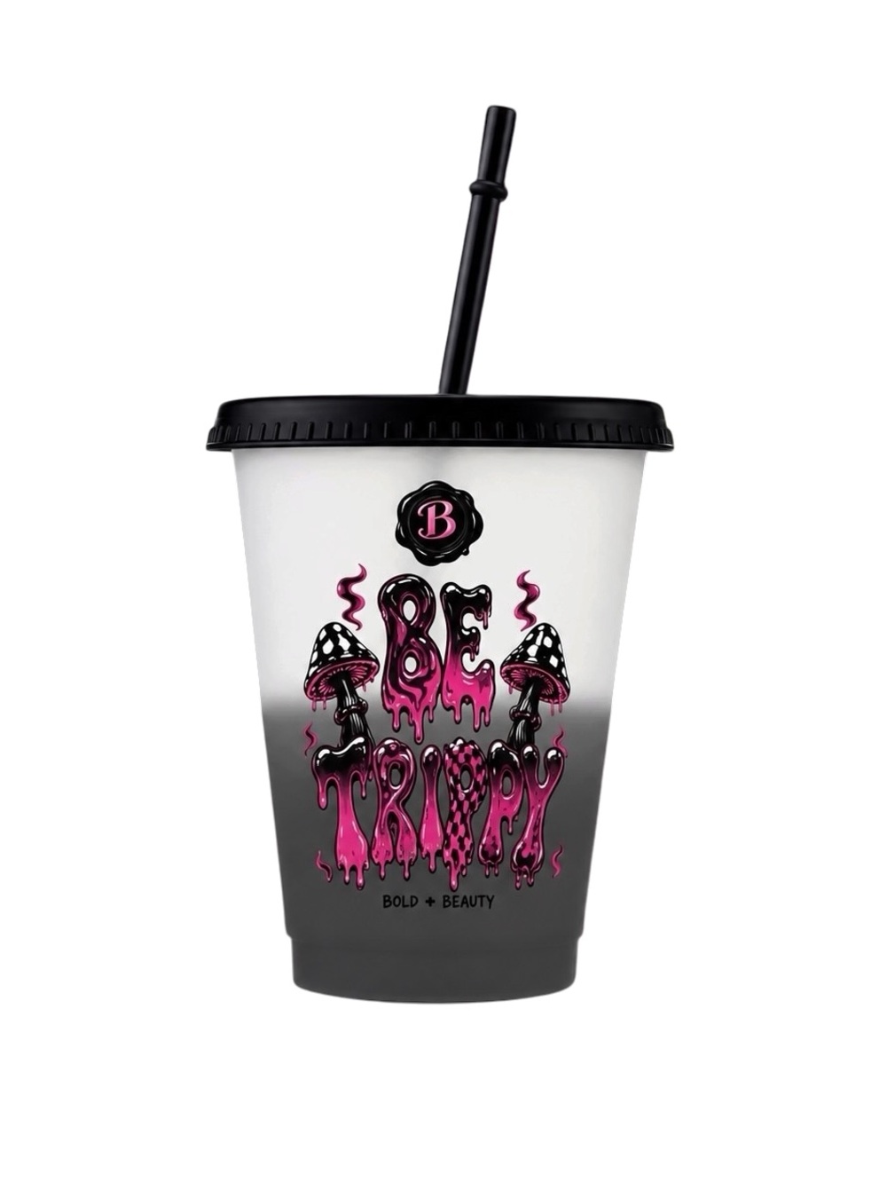 Be Trippy Black Color Changing 16 Oz Cup w/ Lid & Straw